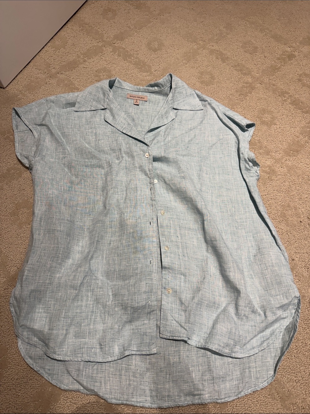 Banana Republic Pale Blue Short Sleeve Button-Down Shirt